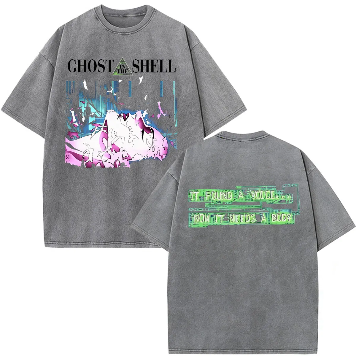 Anime Ghost in The Shell Motoko Kusanagi Vintage Washed T Shirts Men Women Clothing Fashion Punk Short Sleeve Oversized T-shirts - view 5