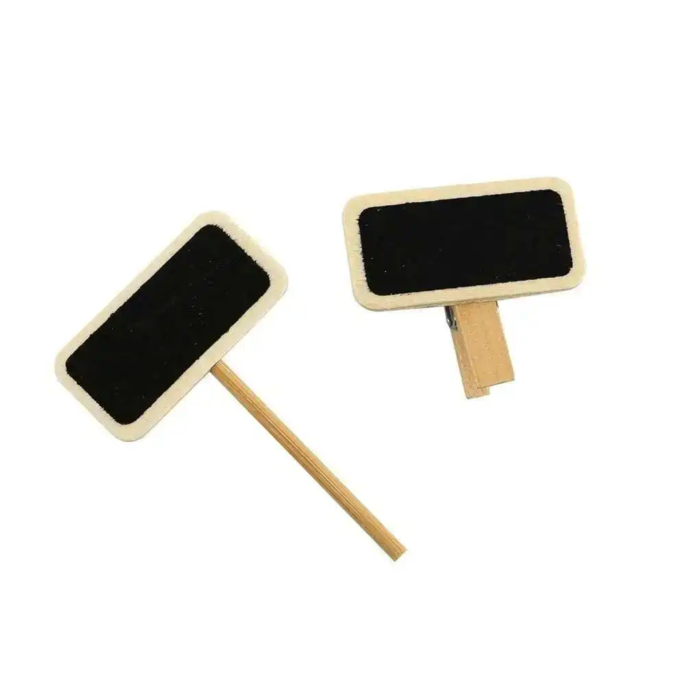 50 Mini Blackboard Wood Message Slate Rectangle Clip Panel Card Memos Label Plan Price Tag Display Snap Pot Flower Name Plate