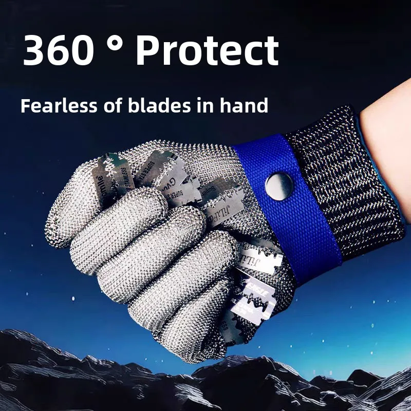 قفازات مقاومة للقطع والثقب من المستوى 9 - قفازات مقاومة للقطع من أسلاك الفولاذ المقاوم للصدأ مكونة من 5 مستويات لتقطيع المطبخ #2