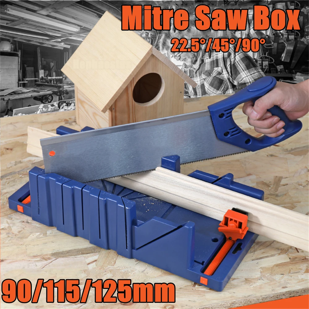 T50 Mitre Saw Box Inclined/45/90 Degree Cutting Blue ABS Plastic Clip For Architectural Working Woodworking Tool Accessories