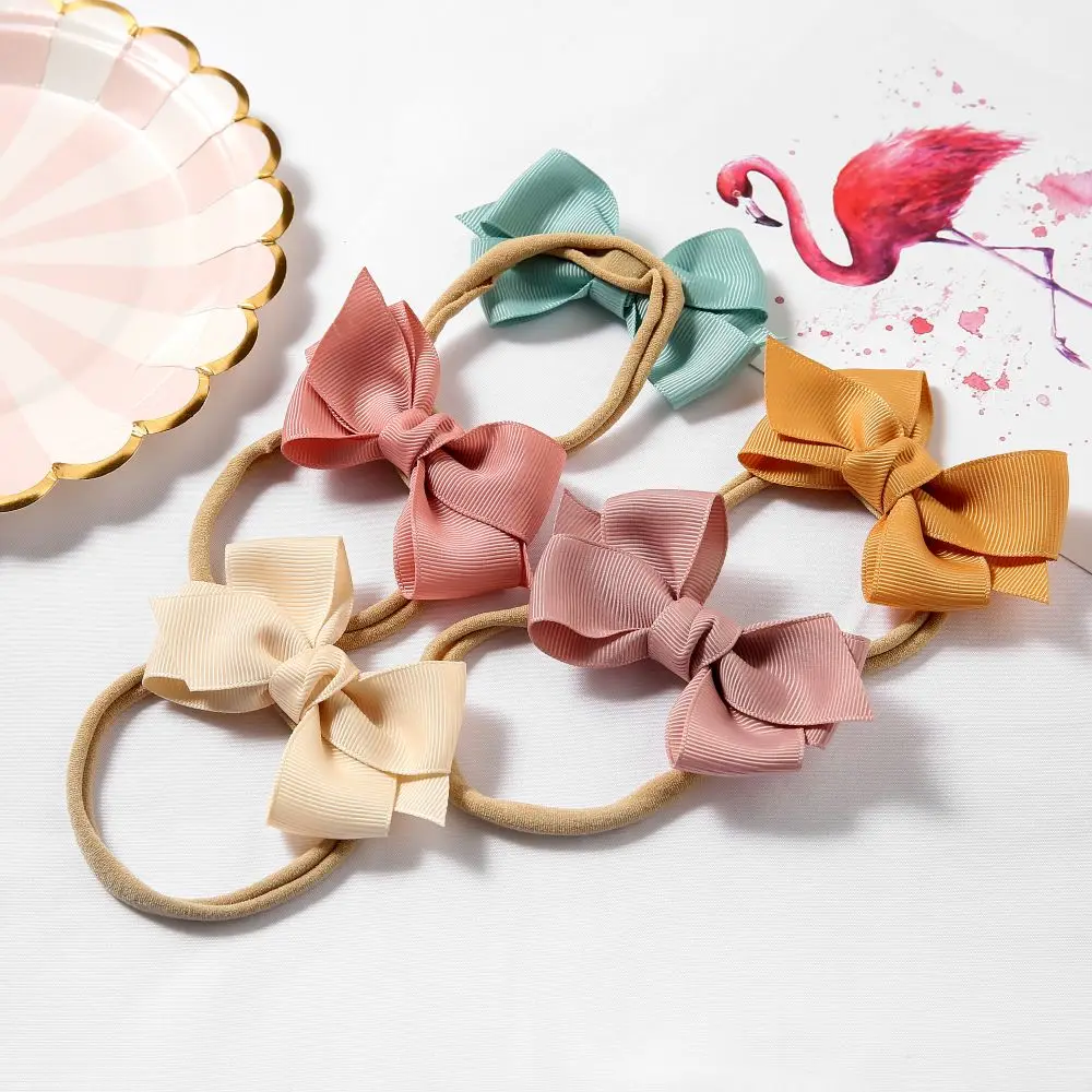 Baby Headband for Girls Bows Stretchy Nylon Hairbands Ribbon Knot Kids Rubber Bands Newborn Princess Hair Accessories Headwrap