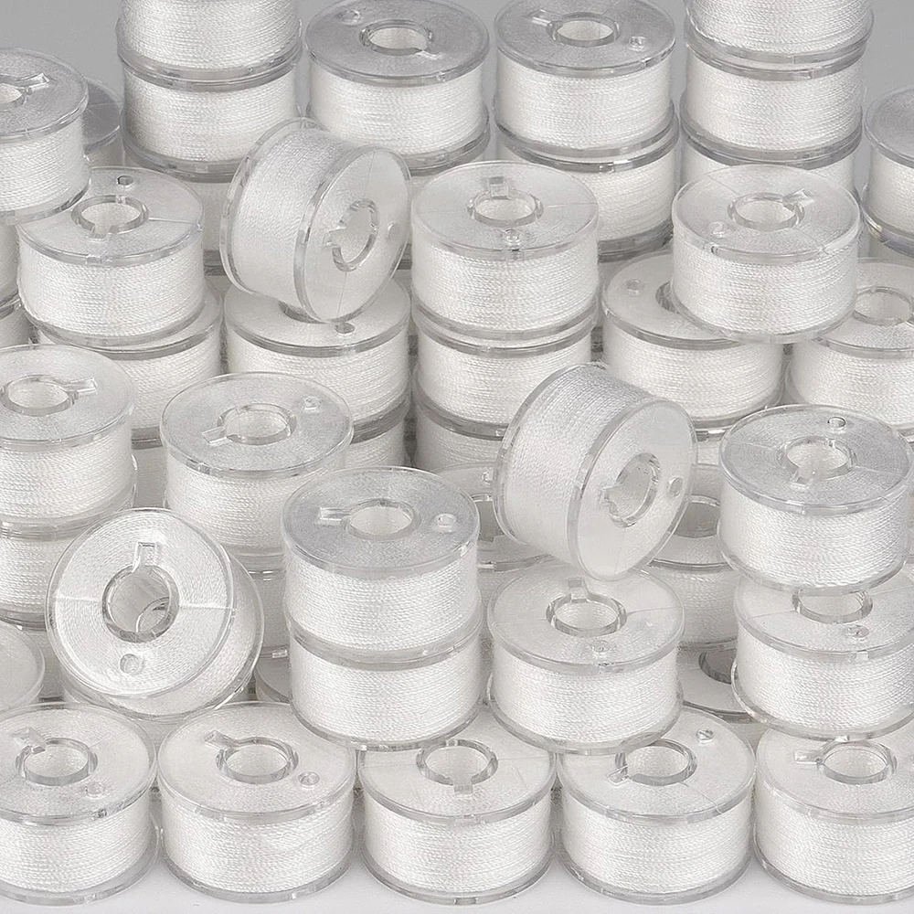 30PCS White Embroidery Bobbins Thread Polyester Thread Spools Prewound Bobbins Threads for DIY Embroidery and Machines Sewing