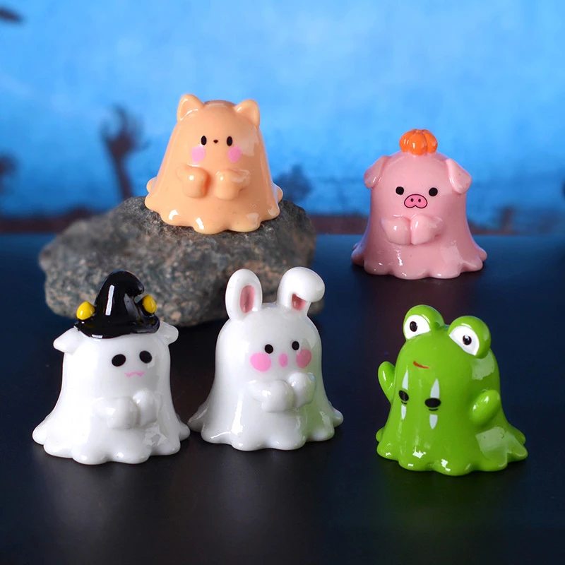 Halloween Micro Landscape Miniature Figurines Resin Craft Mini Fairy Garden Ornaments Cute Pumpkin Ghost Vampire Decoration