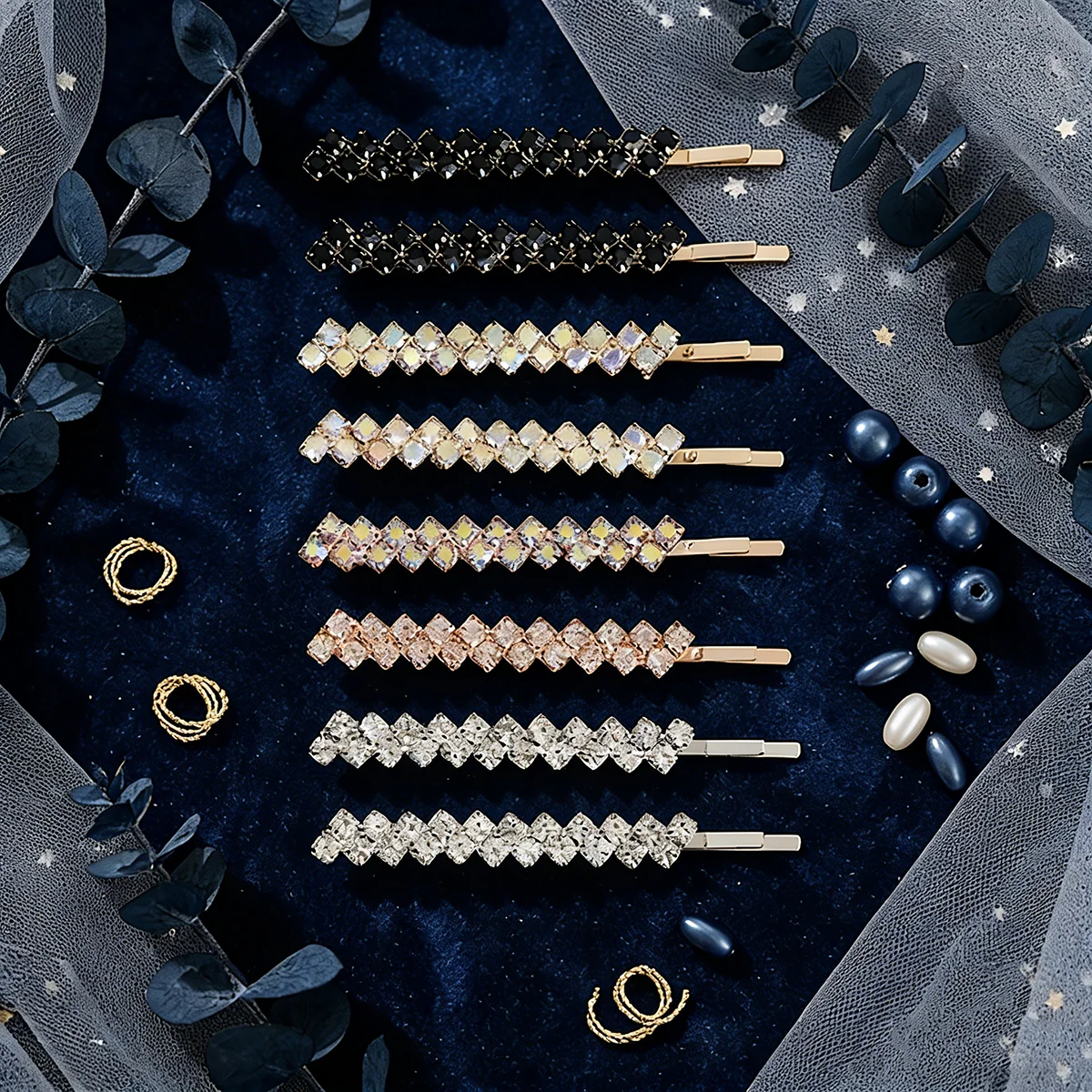 8PK One Clip Rhinestone Hair Clip Set Fashion Bangs Hair Clips Barrettes For Women Girls Hairpins Headdress Jewelry As Gifts