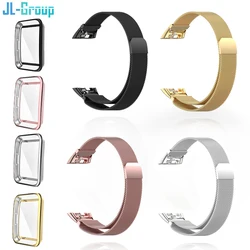 Metal Watch Strap For Huawei Band 6 7 Band Honor 6 Bracelet With TPU Case Screen Protector Soft Film Huawei Magnetic Loop Strap