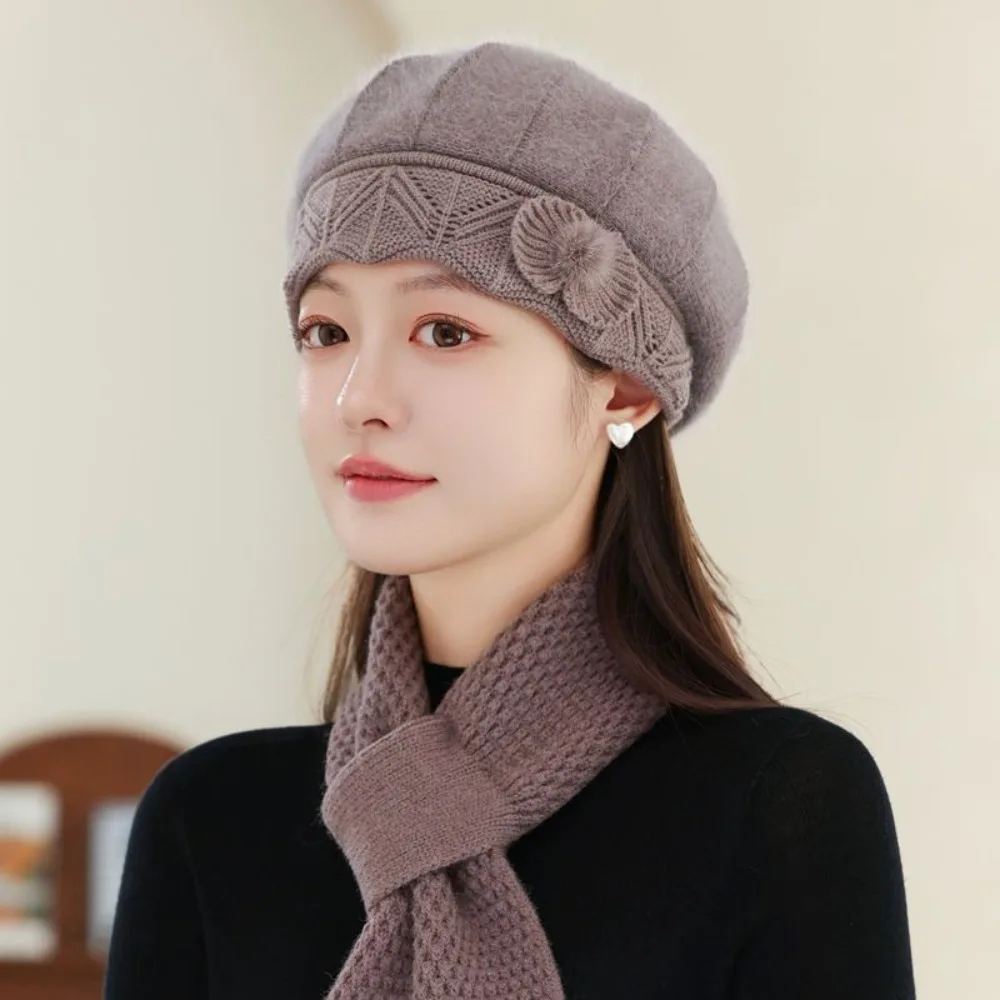 Sciarpa per cappello da mamma addensata casual Cappelli lavorati a maglia antivento e resistenti al freddo Sciarpa per cappello caldo in pelliccia di coniglio per climi freddi