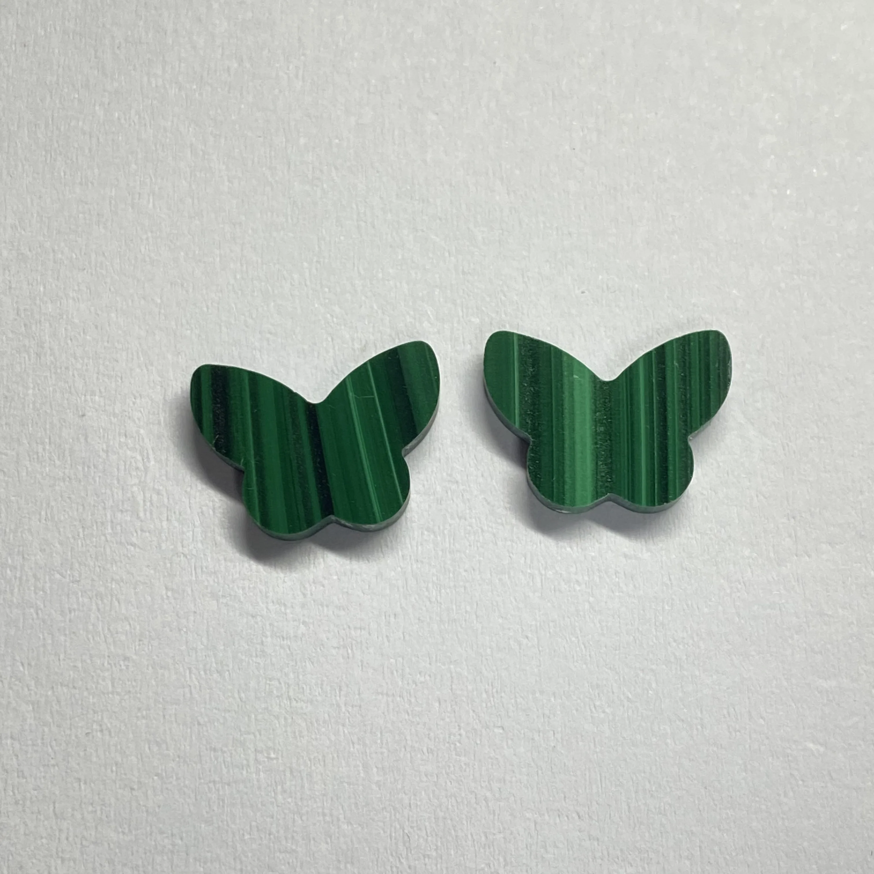 Natural Green Malachite Butterfly Shape Double Flat Loose Gemstone