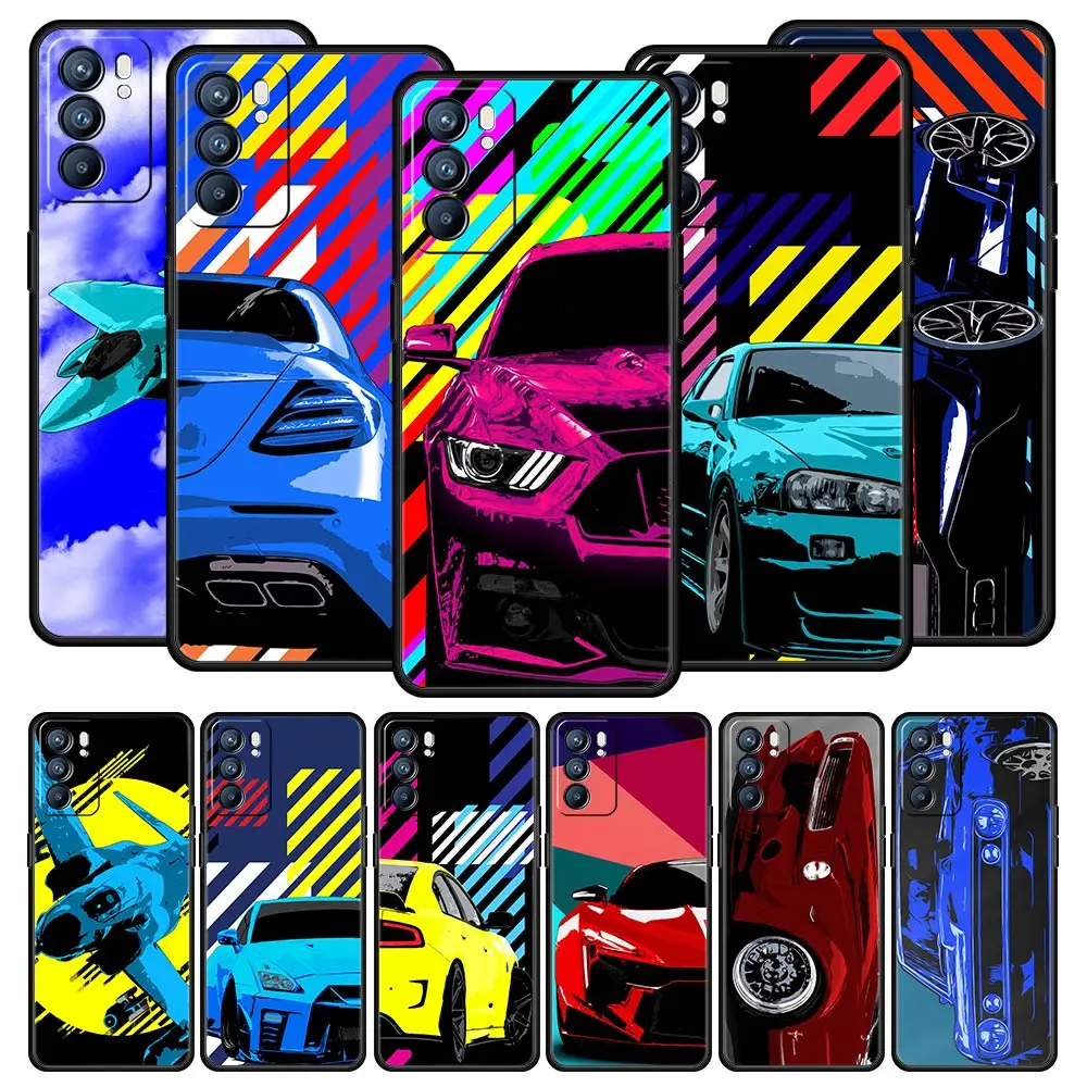 JDM Sports Car Lamp Aircraft Phone Case For OPPO Find X5 A54 A53 A52 A9 A16 A15 A95 A76 A74 A12 Reno7 SE Reno6 Pro Plus 5G Cover