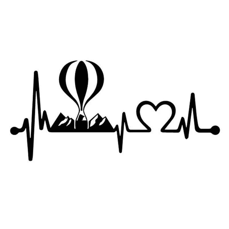 

Hot Air Balloon Electrocardiogram Decals High Quality Car Window Decoration Personalized Pvc Decals Black/white, 18cm*9cm