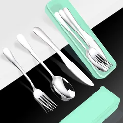 Cutlery Set With Case Stainless Steel Flatware Fork Spoon For Kids Picnic Camping Travel Portable Tableware Set With Box