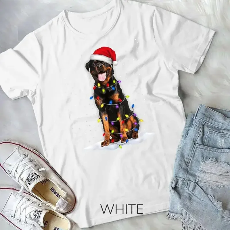 

Rottweiler Santa Christmas Tree Lights Xmas Gifts Unisex T shirt