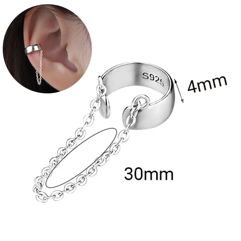 1PC Korean Long Tassel Ear Cuff  Earrings for Women Small Fresh C Shaped Ear Bone Clip Chain Dangle Earring Fashion Punk Jewelry