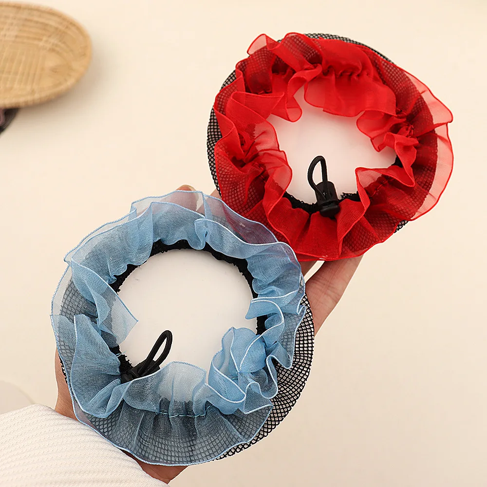 1PC Cute Flower Girls Bun Hair Nets Adjustable Kids Ballet Dance Grade Examination Elastic Hair-net Hair Tie