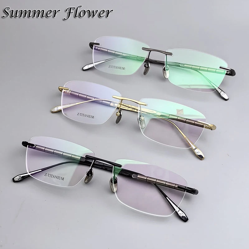 Top Quality Glasses Men Pure Titanium Spring Hinge Eyeglasses Prescription Optical Lenses Male Light Weight Frame