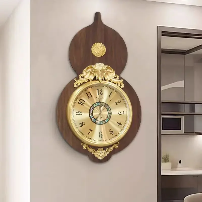 Light luxury wall clock gourd modern metal decoration living room entrance home wall silent fashion atmosphere home