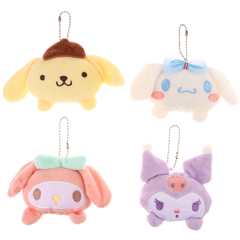 Cute Sanrio Cinnamoroll Melody Kulomi Keychain Pendant Plush Toy Soft Stuffed Doll Car Backpack Bag Key Ring Decor Kid Gift