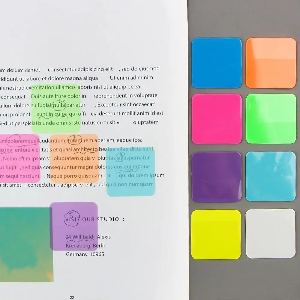 160 Sheets 8 Colors Sticky Notes Notepad Transparent Clear Stickers Morandi Fluorescent Color Note Pads School Stationery