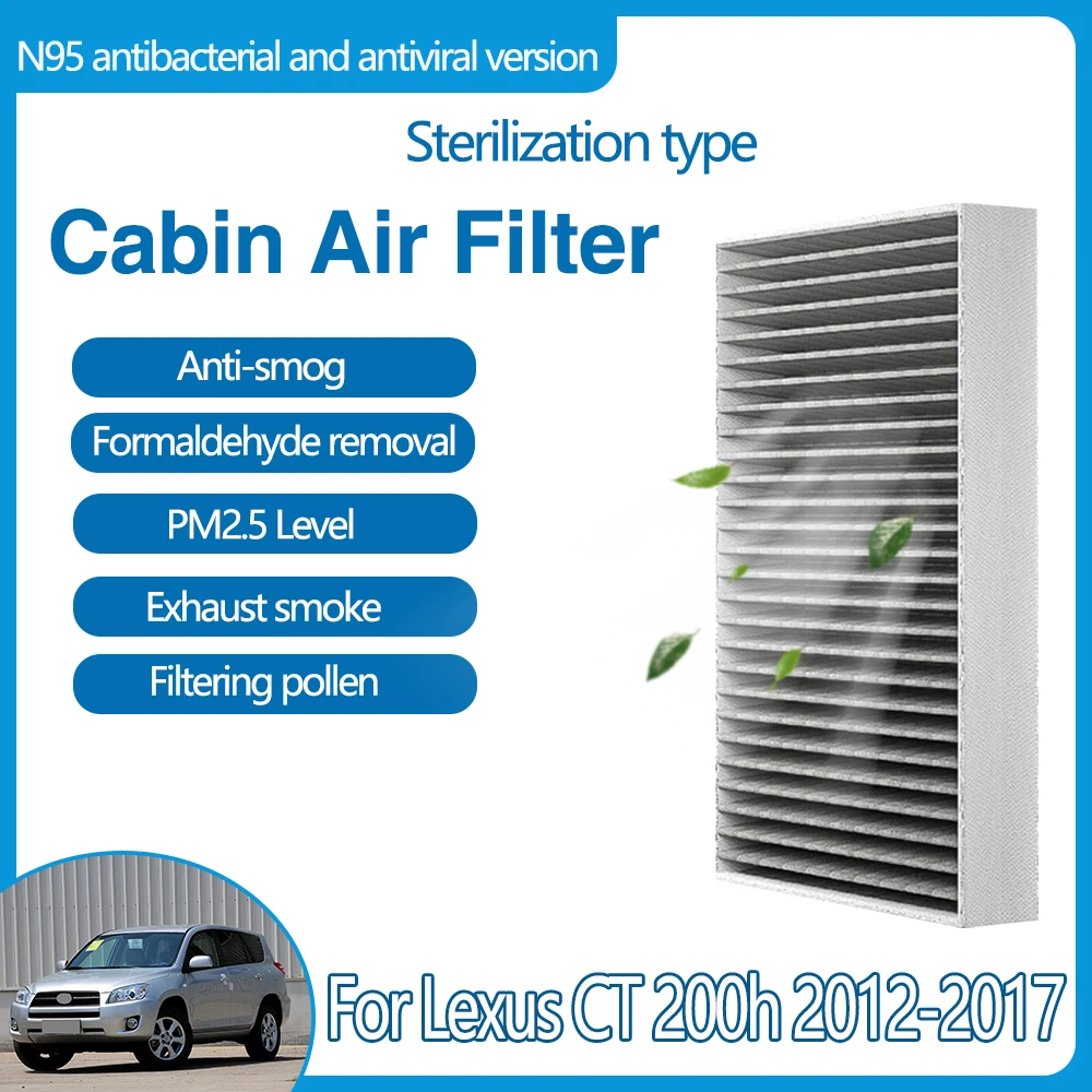 

For Lexus CT 200h 2012~2017 87139-50100 87139-06060 Car Accessories Activated Carbon Cabin Air Filter PM2.5 Cleaner Built-in ABS