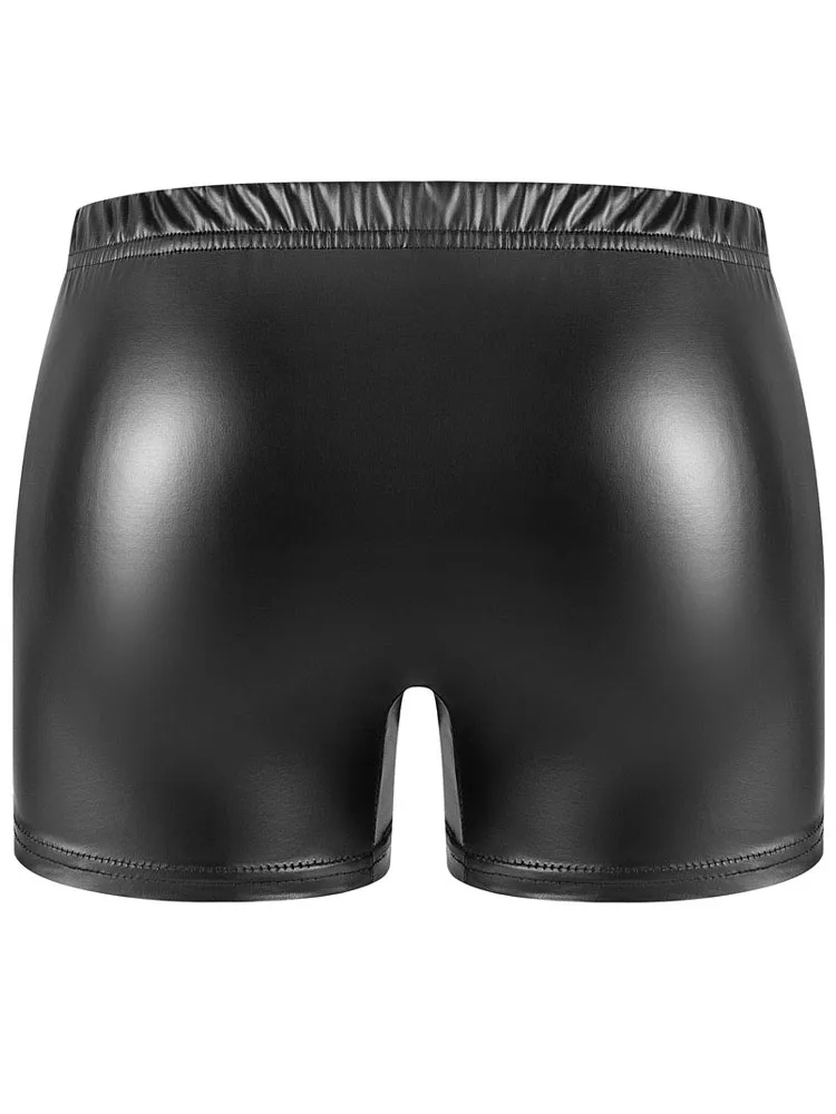 S-5XL Faux PU Leather Boxershorts Men Underwear Tight Convex Pouch Mens Boxer Briefs Shorts Hot Sexy Trunks Calconcillo Lingerie