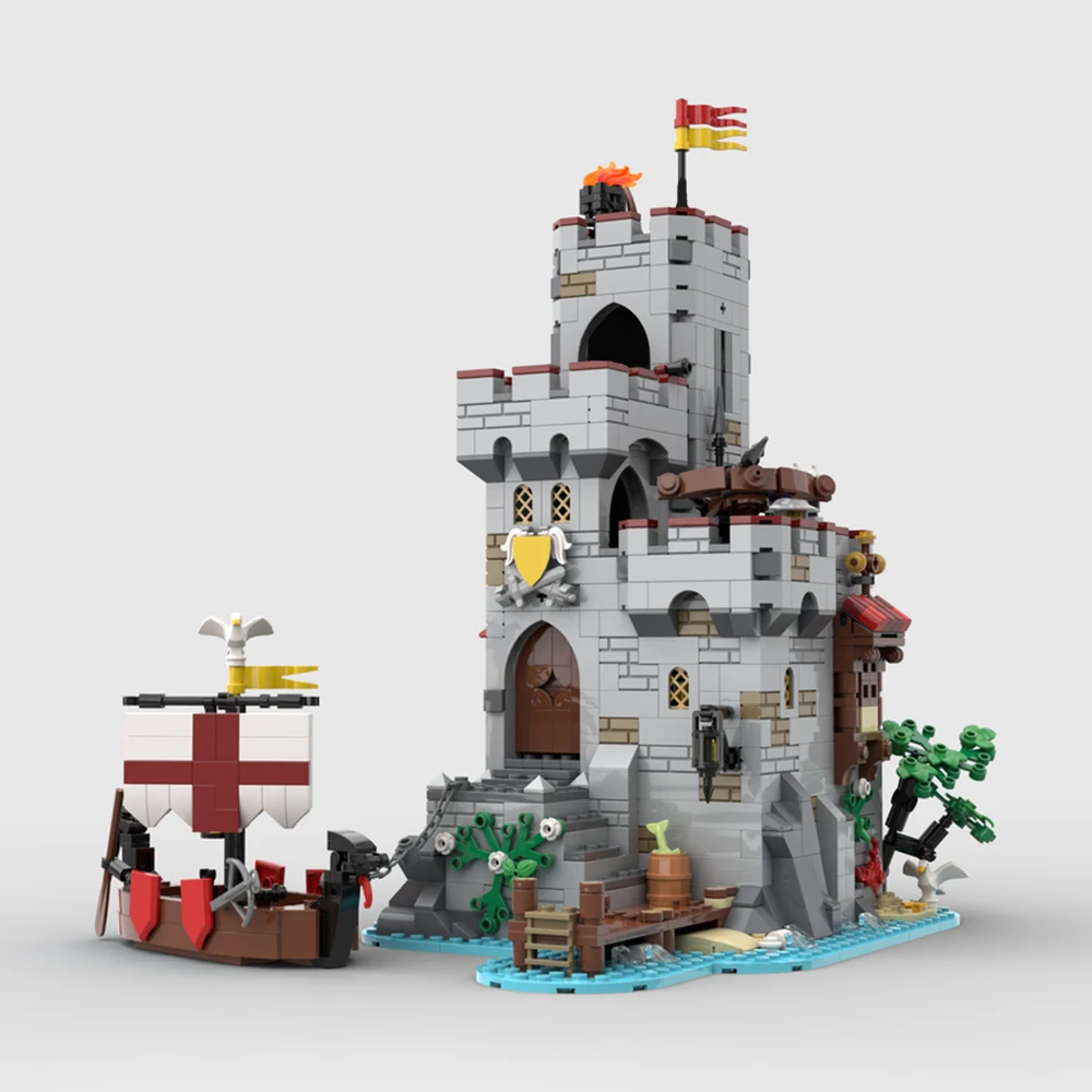 1321PCS MOC medieval architecture seaside market tower Alt building building blocks DIY assembly toys children boy birthday gift