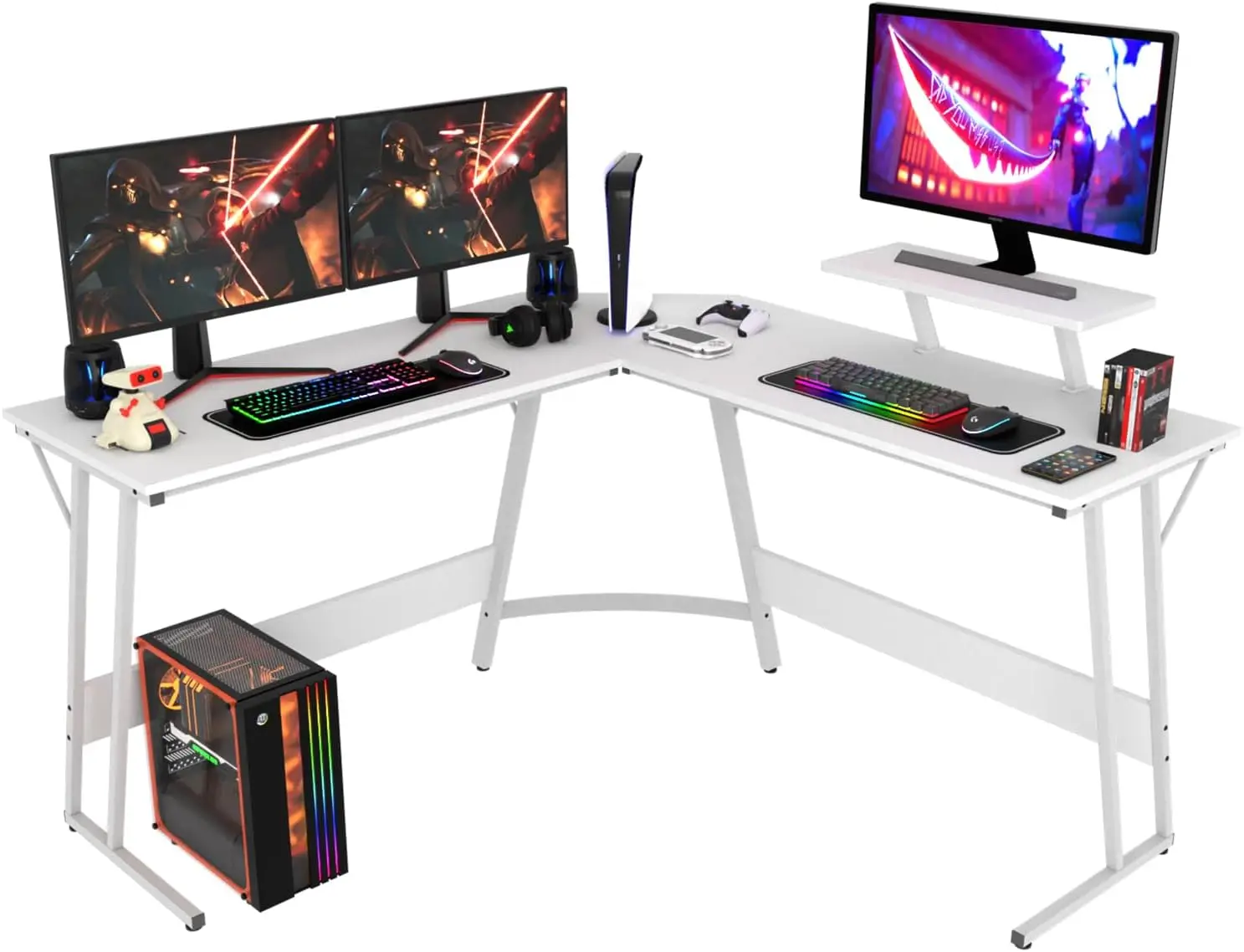 

PayLessHere L Shaped Desk Corner Gaming Desk Computer Desk with Large Desktop Studying and Working and Gaming for Home