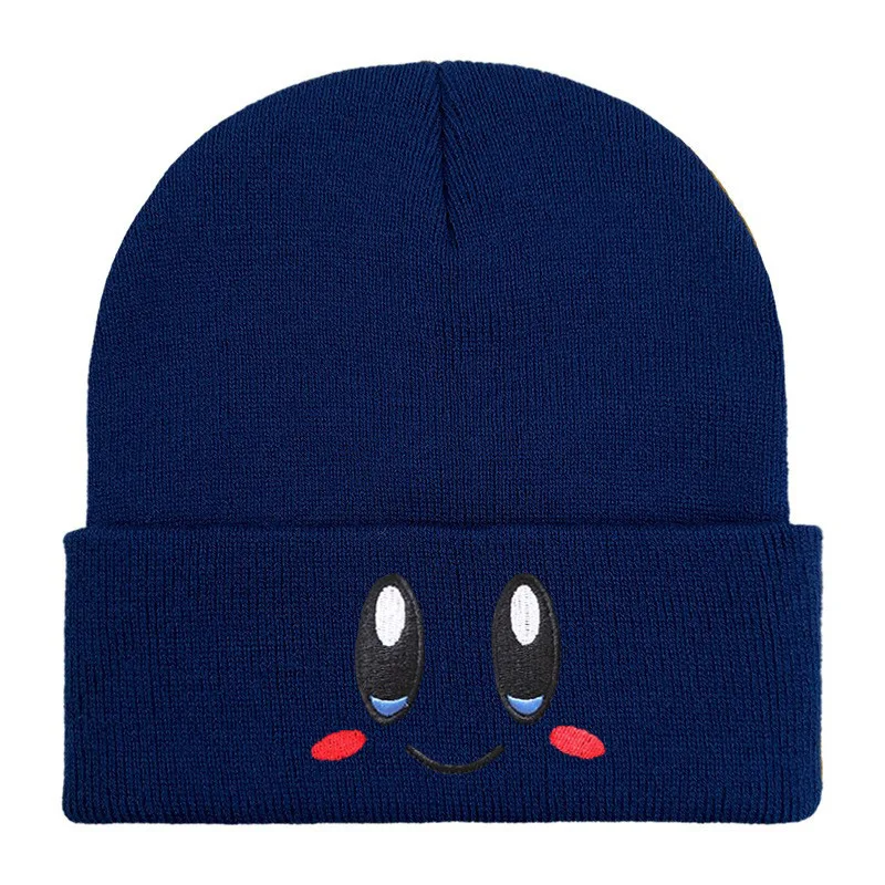 Cartoon New Pink Kirby Knitted Fashion Hat Eye Embroidery Elasticity Beanie Winter Keep Warm Girls Autumn Crimping Women Gift