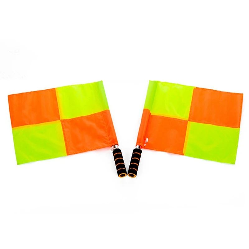 2X Soccer Referee Kit Football Checkered Soccer Flags Wallet Notebook With Red Yellow Card And Whistle