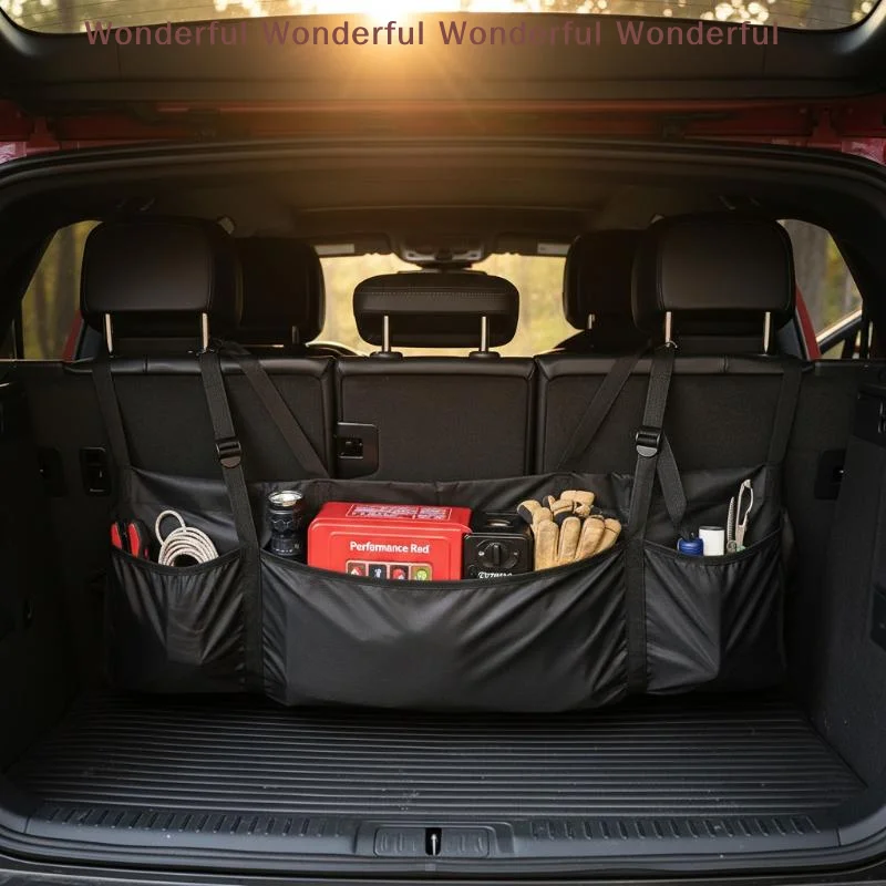 Oxford Multi Use Car Organizer Trunk Storage Bag High Capacity with Net for Backseat Kids and Pets Travel