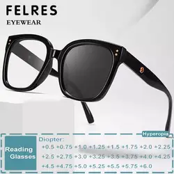  Women Large Frame Photochromic Reading Glasses Square Prescription Glasses Presbyopia Readers Color Changing Sunglasses