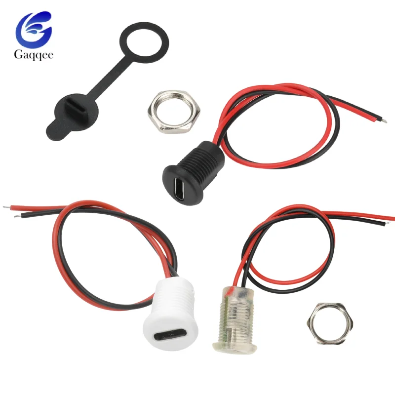 

2 Pin USB Type-C Female Wire Connectors IPX5 Waterproof Chassis Female Cable Connector Without Terminals For Home Appliances