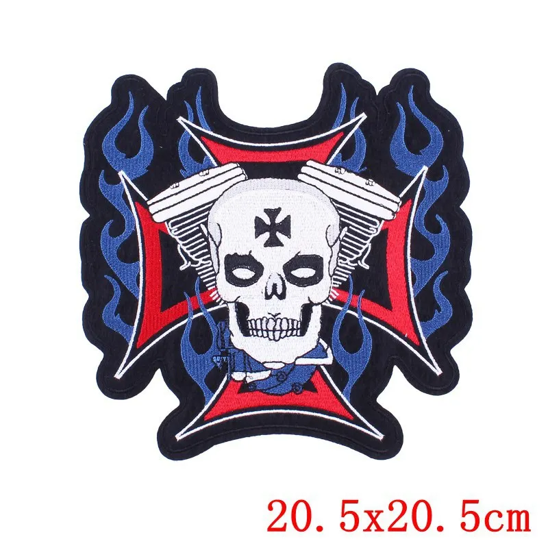 Large Huge Embroidery Patches Rose Skull Jacket Back Motorcycle Biker Style Big Size 12 inches Needwork Accesories DIY