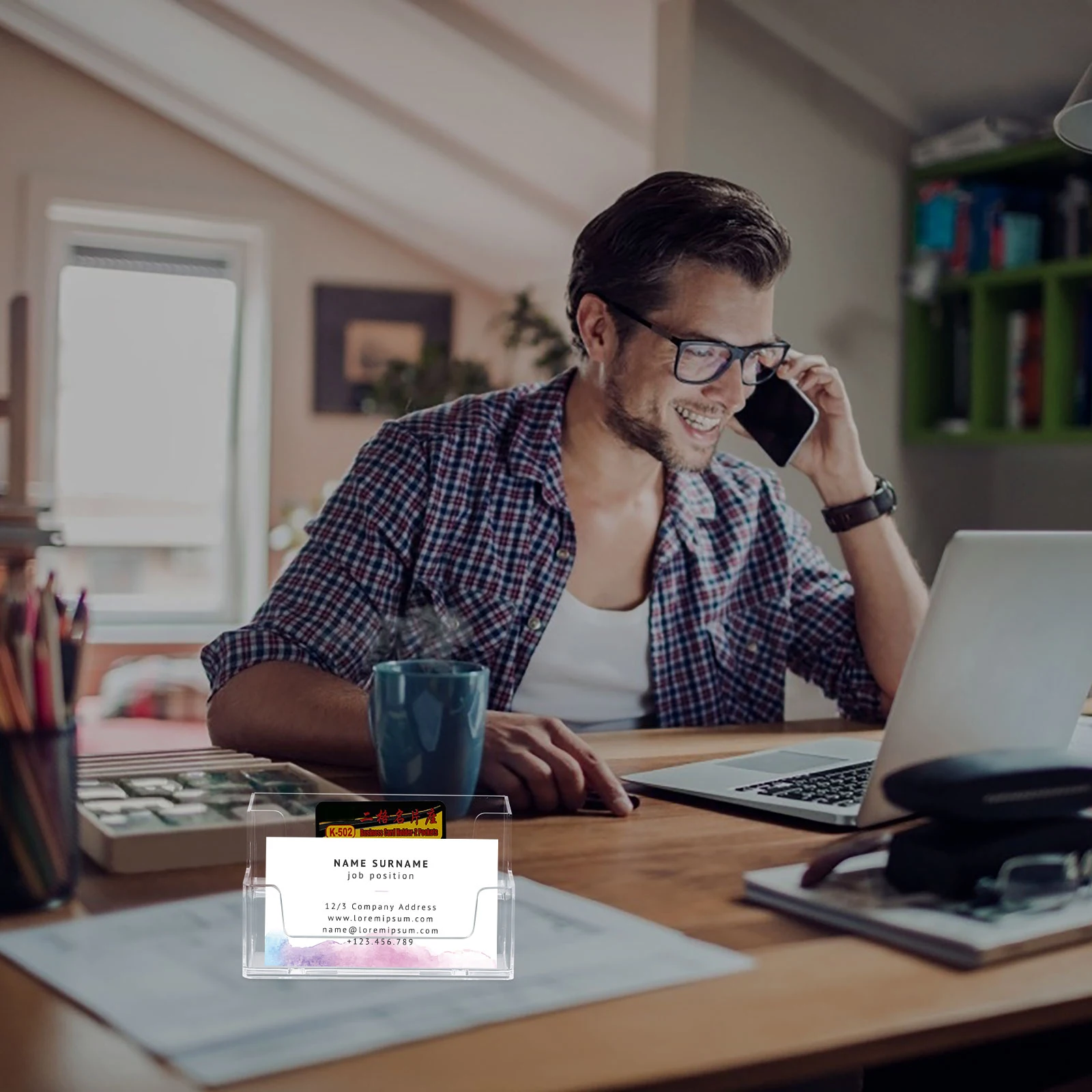 

2pcs Acrylic Business Card Holder Transparent Cards Stand Desktop Storage Organizer Clear Card Holders For Office Home