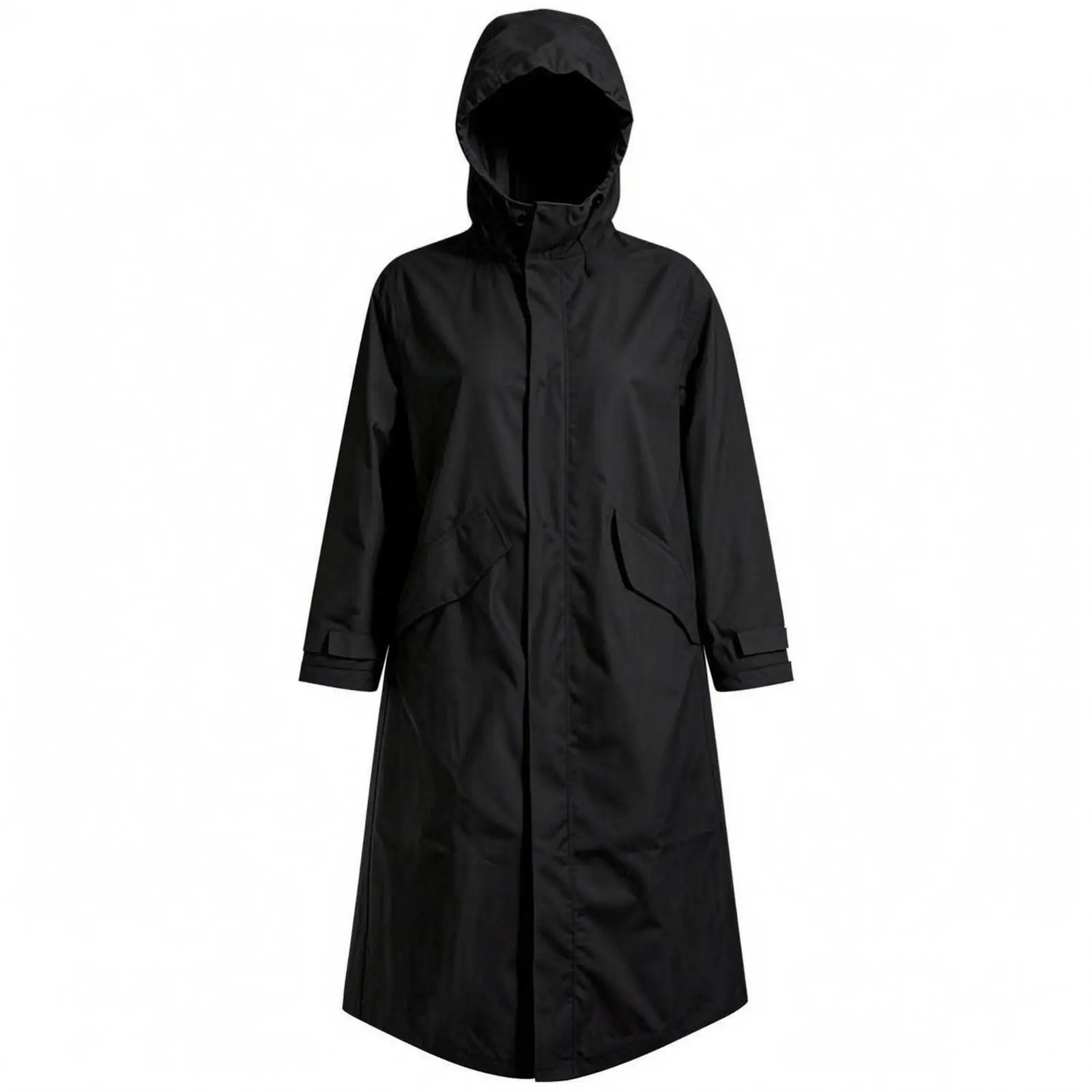 Long Raincoat Hooded Windbreaker for Commute Errands Lightweight Pongee PU Straight Loose Fit Outdoor Coat