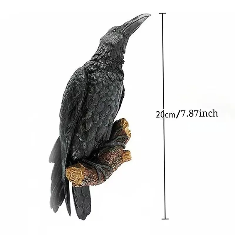 Crow Statue Head Up Raven Large Garden Statues Crow Garden Sculpture Bird Figurines Home Decor Crow Decor Raven Decor Black Bird