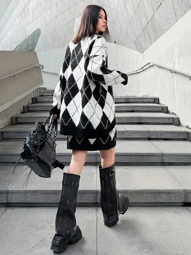 Size Black Big Sweater Skirt Two Pieces Suit New Round Neck Long Sleeve Women Fashion Spring Autumn 2026 GHKI view 4