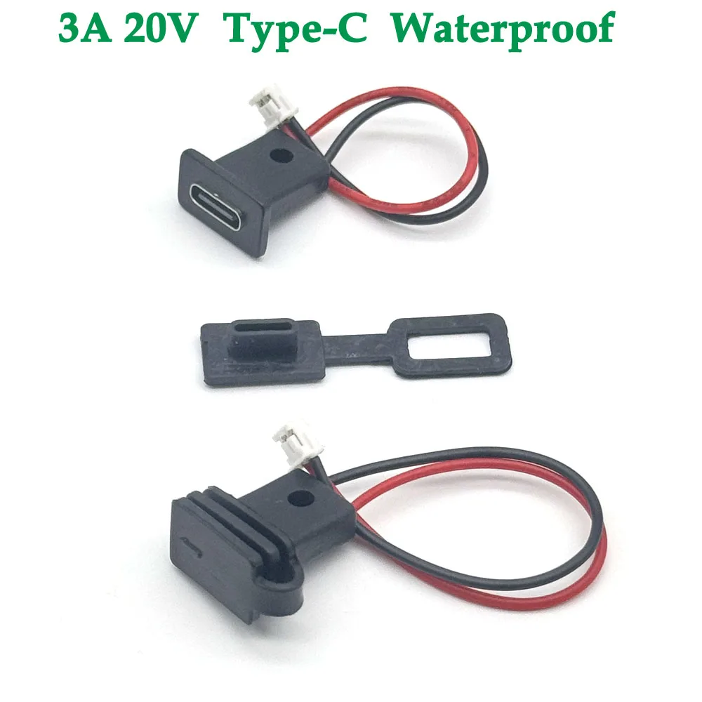 3A 20V USB-C High Current Charging Socket With Snap Lock Plate USB C TYPE-C Female Type C Waterproof Female Connector Jack