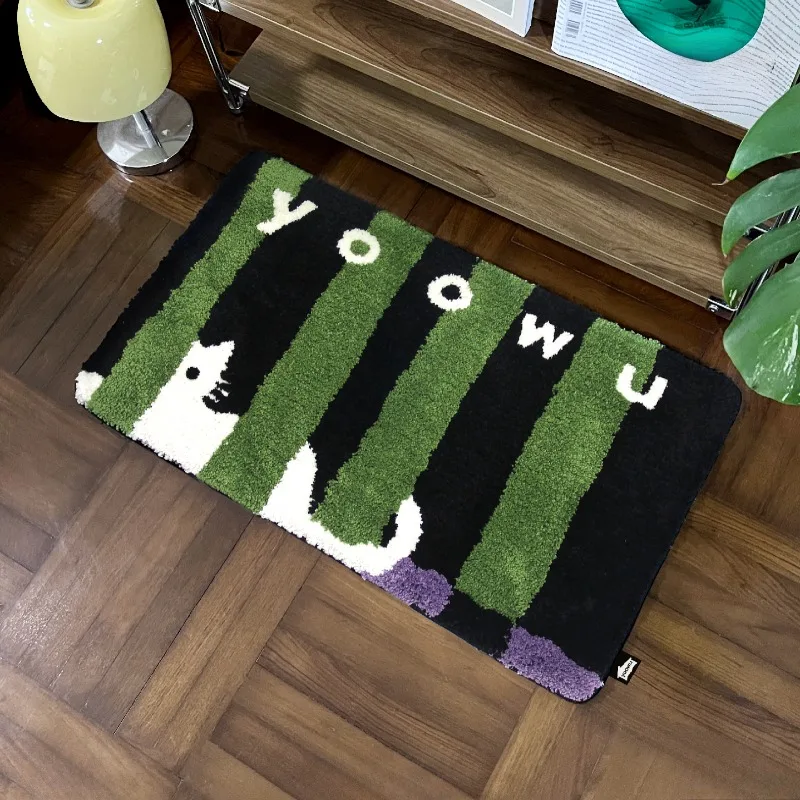 Peek-a-boo Flocking Thickened Living Room Bedroom Carpet Bedside Blanket Bathroom Absorbent Non-Slip Floor Mat