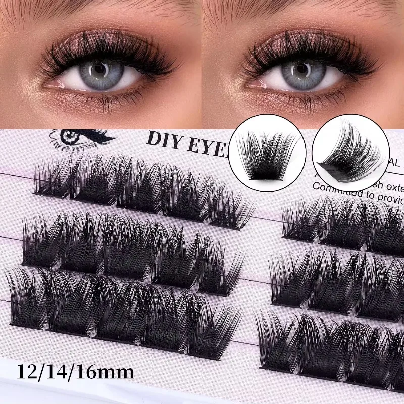 Gevleugelde Vossenoog Manga Diy Clusters Valse Wimpers Kruisen Natuurlijke Dikke Wimperverlenging Voor Make-Up Schoonheid Meisje Zacht Zelfklevend