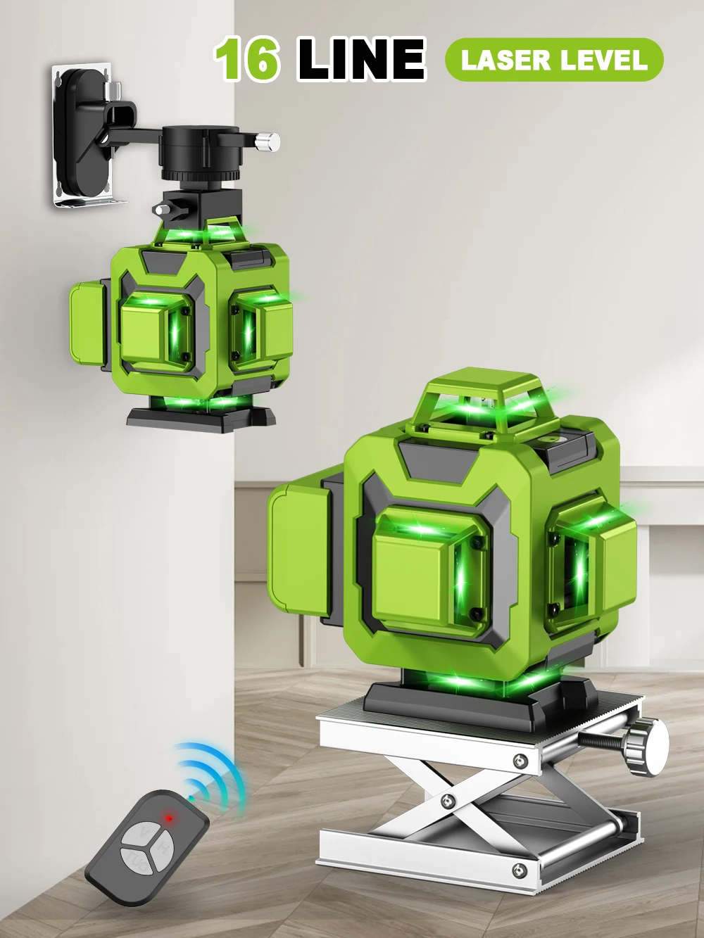 LFINE 4D 16 Lines Professional Nivel Laser Automatic 360 Self-leveling Laser Level Horizontal and Vertical Cross Green Lines