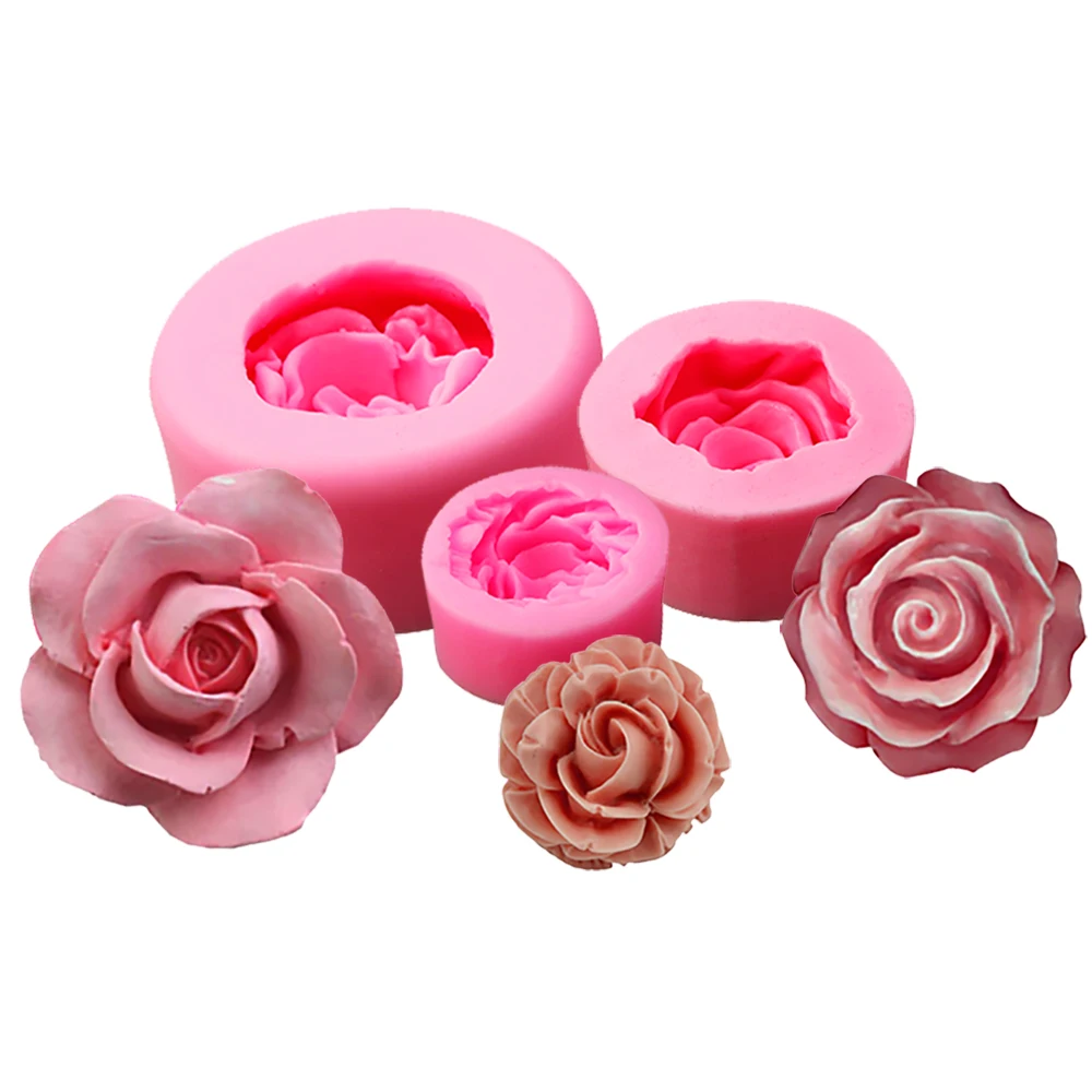 1 sztuk 3D Rose Flower czekolady cukru ciastka formy do pieczenia spożywczy żel krzemionkowy ciasto formy bez deformacji łatwe wyjmowanie z formy