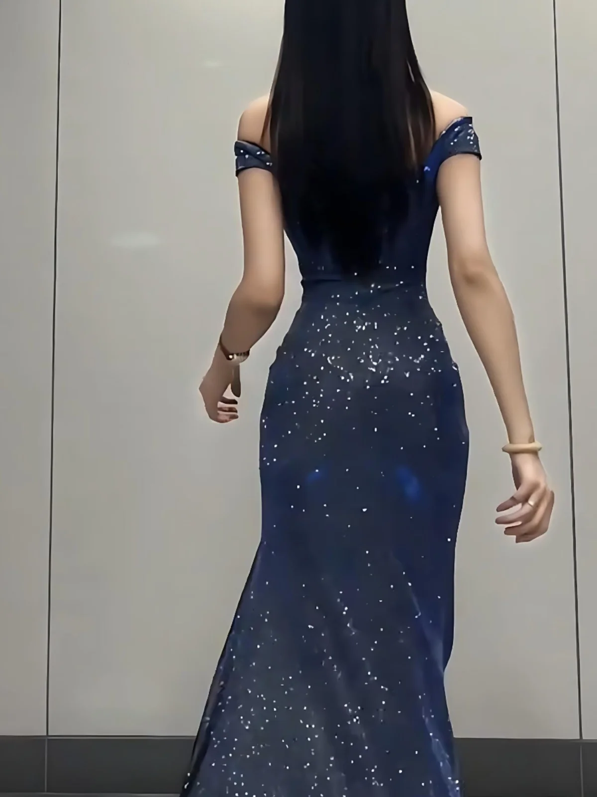 Vestido de noite sexy sem alças com fenda, modelo Wiwi Starry , vestido longo de um ombro só, cintura alta, até o chão, pa...