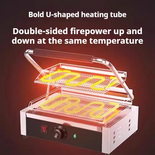 Panini Press with Dual Heating Plates - Commercial Grill for Steak, Sandwiches, and Pancakes