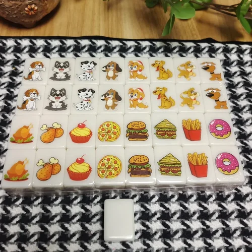 Imagen 2 del producto 64 + 1 Escape en la playa Mahjong juegos de mesa Tiktok azulejo 24mm Mahjong patrón multiestilo bandera bola batalla queso ajedrez juguetes para adultos