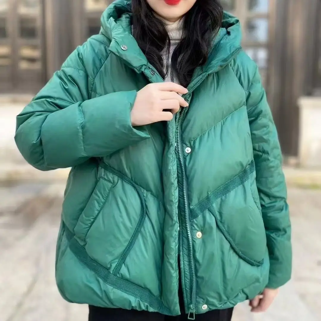 

Autumn and Winter New Women's Down Jacket Hooded Casual White Duck Down Jacket