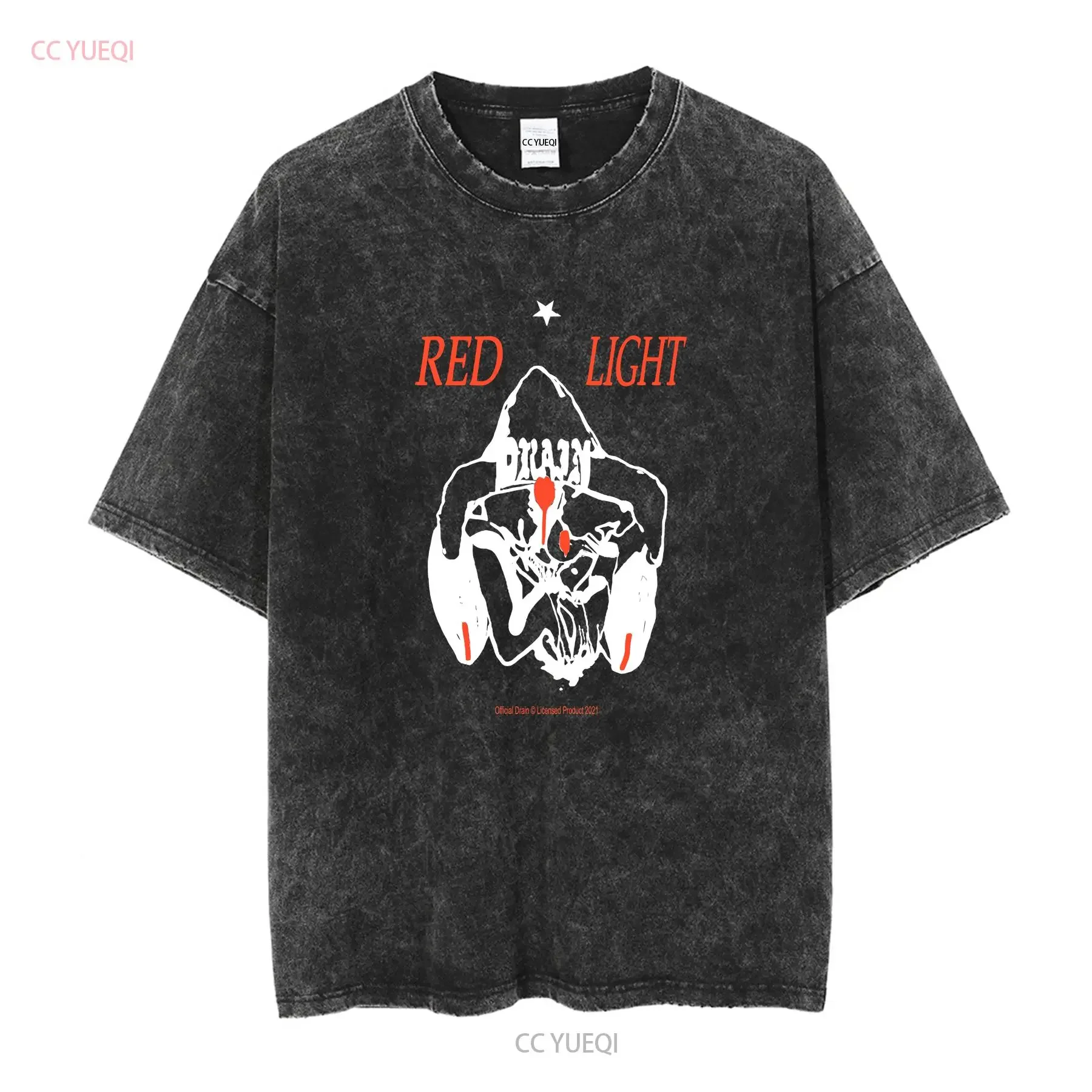 Drain Gang Bladee Red Light T shirt Music Band HL7565 vintage Washed Slightly Stylish homme designer clothes Unisex fashion