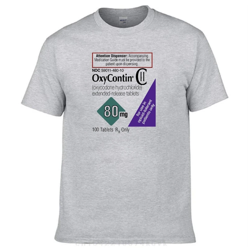 Oxycontin 80mg Label T-Shirt Cotton  Tee Top