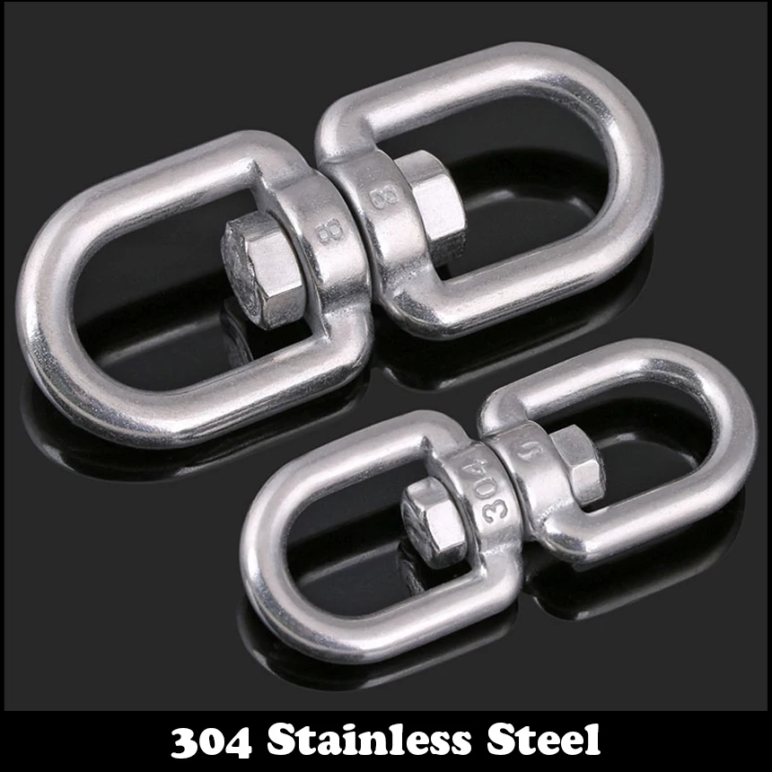 

M10 M12 M16 M20 304 Stainless Steel Straight Link Chain Sling Lifting Eye To Eye Rigging Pet Rotary Chain Universal Swivel Ring