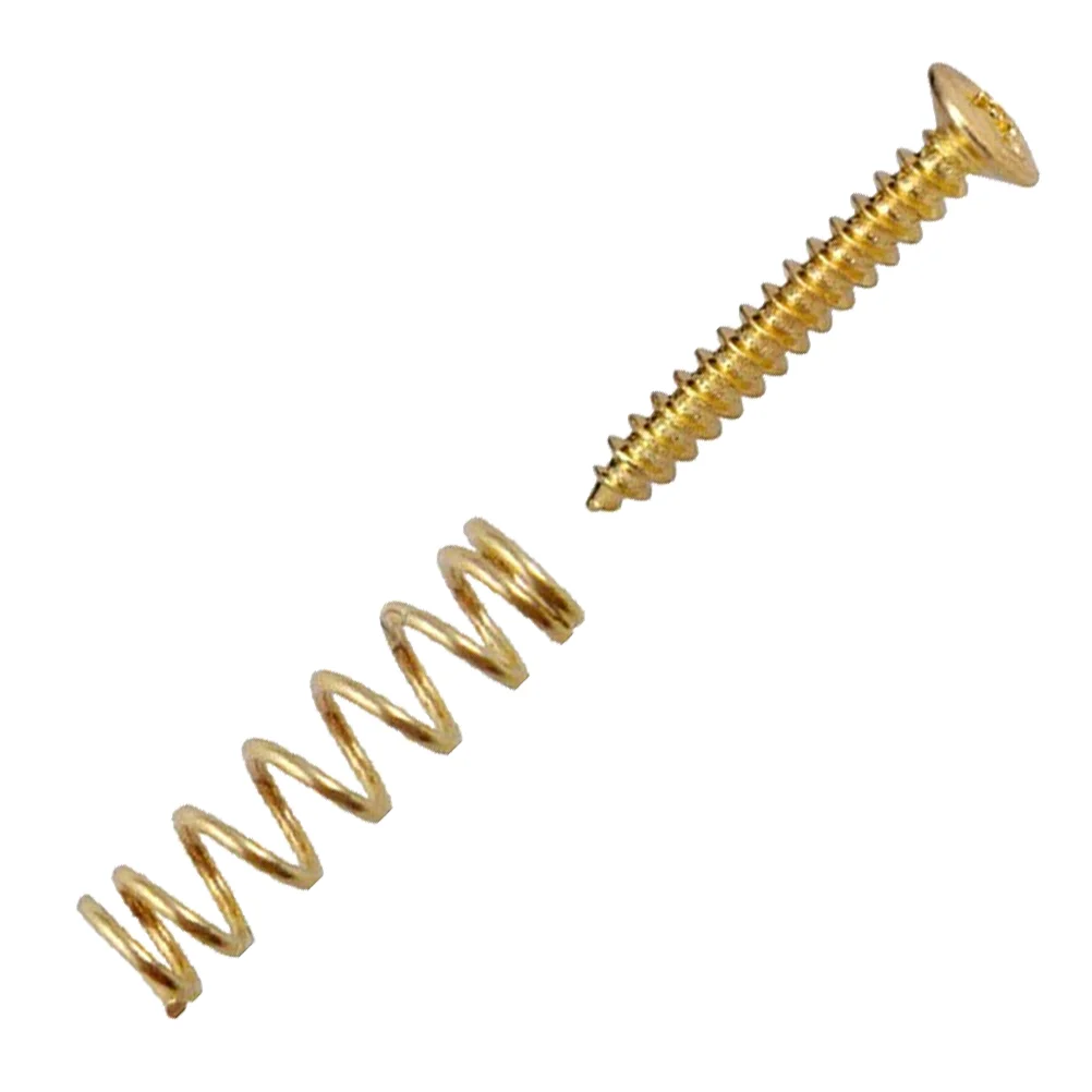 Pack of 6 Electric Guitar Single Coil Pickup Screws with Springs (Gold) pickup screws guitar pickup screws and springs