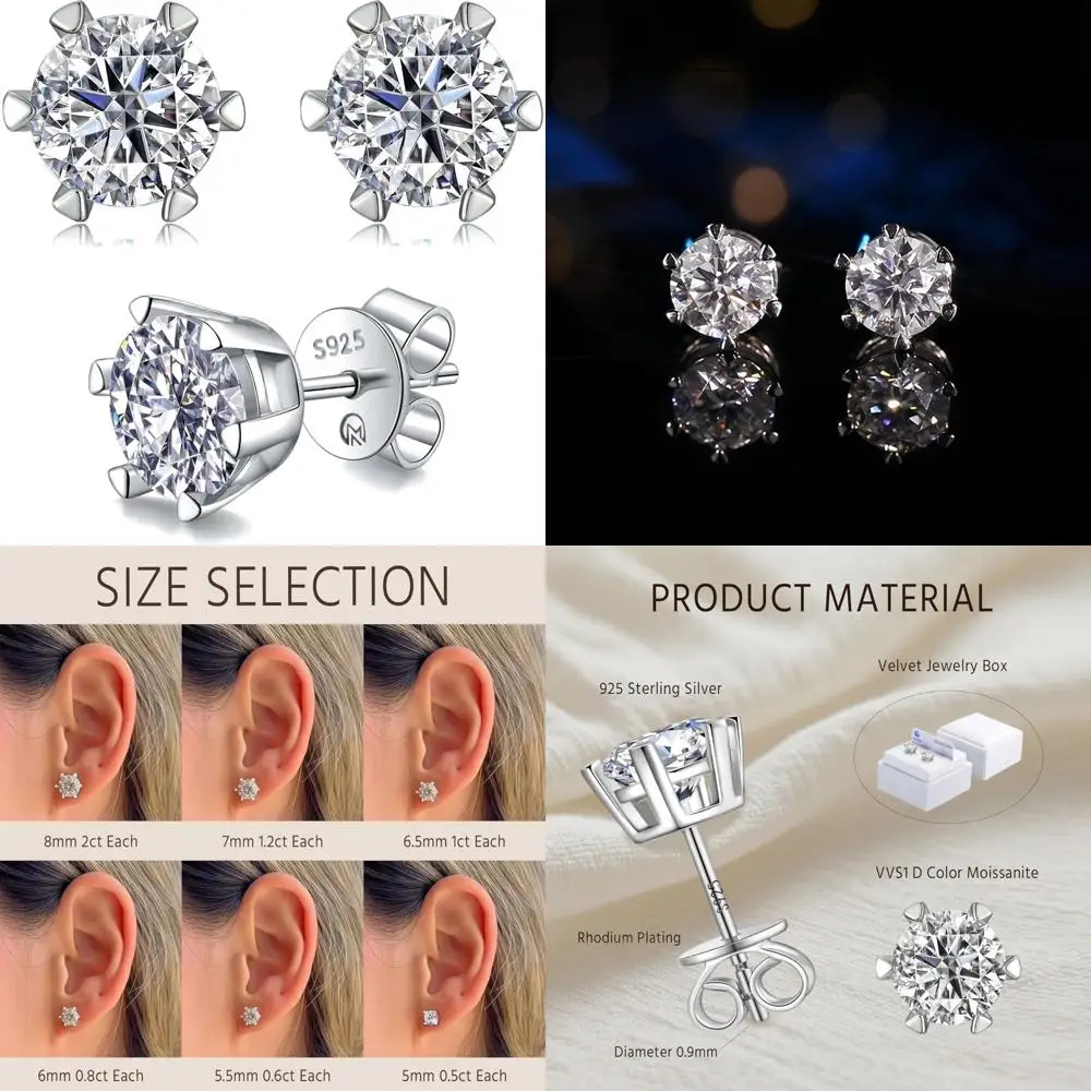 

Серьги-гвоздики с муассанитом из стерлингового серебра 925 пробы с родиевым покрытием - элегантный ювелирный подарок для женщин и мужчин