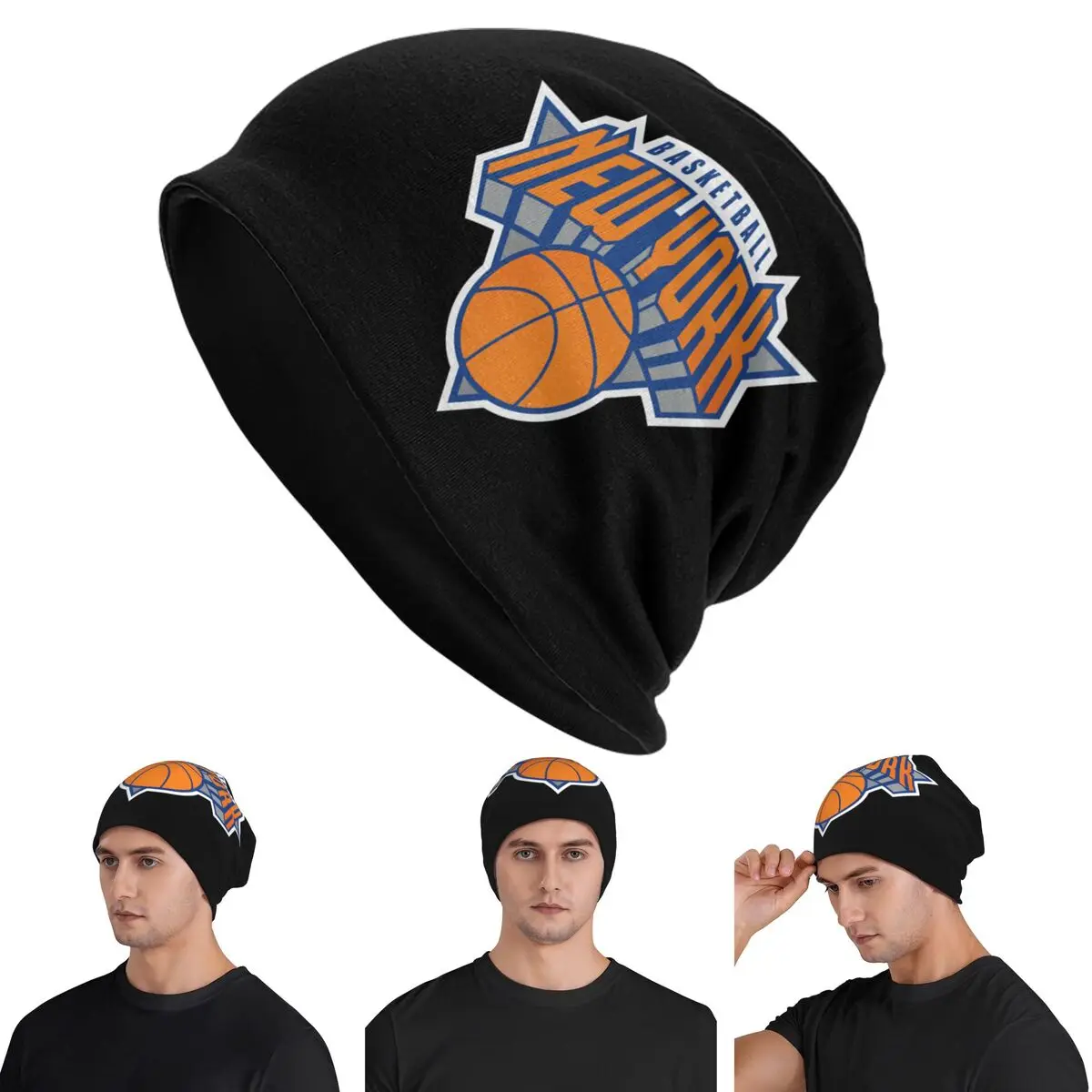 New York Basketball Warm Knitted Cap Fashion Bonnet Hat Autumn Winter Outdoor Beanies Hats for Men Women Adult